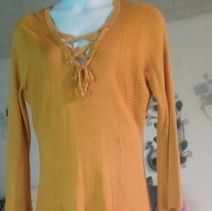 Mustard tie-up sweater